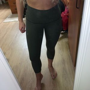 Lululemon Cropped Army Green Leggings